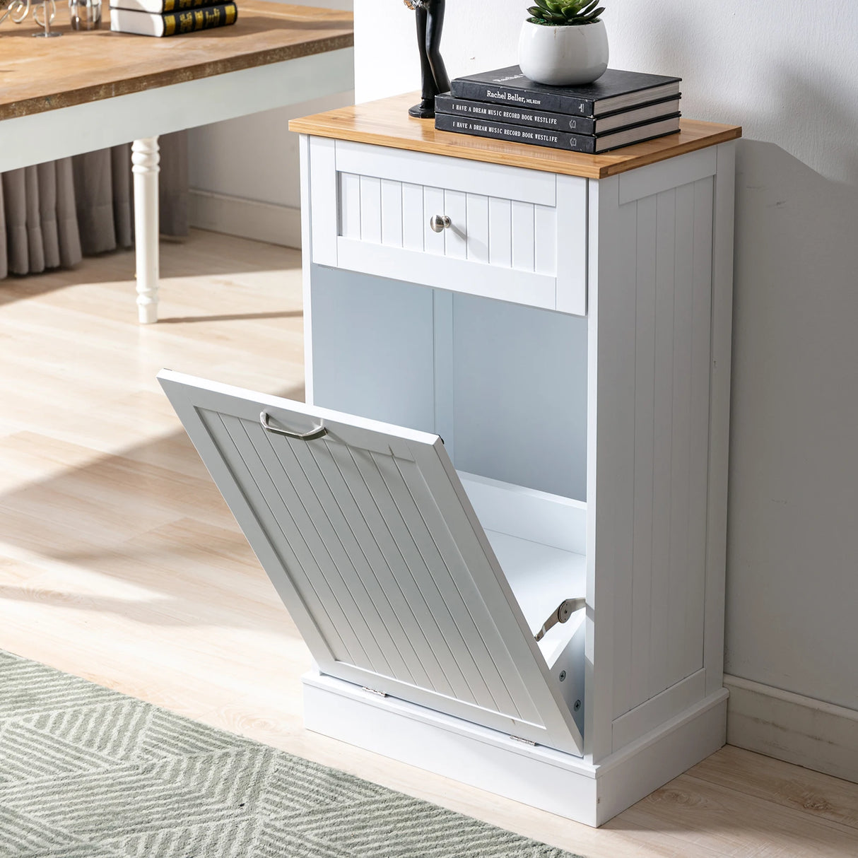 Multifunctional Tilt Out Kitchen Trash Cabinet With Cutting Board