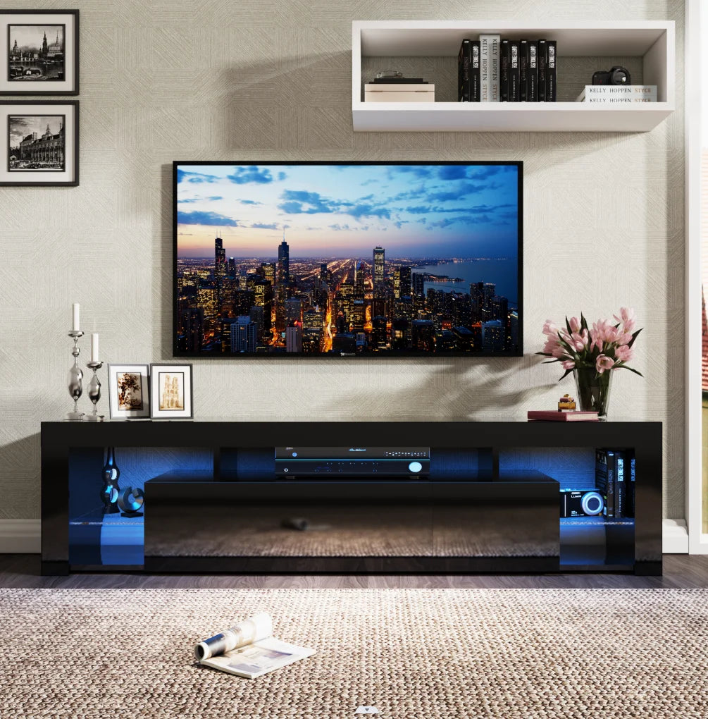 Modern High Gloss 63-Inch Floating LED TV Stand