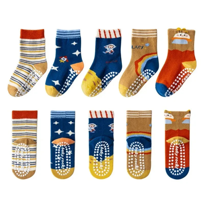 Children’s Cotton Non-Slip Cartoon Knit Socks - Omega Lifestyles