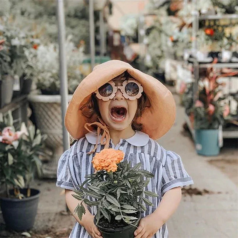 Cotton Linen Baby Kids Summer Sunhat With Wide Brim - Omega Lifestyles