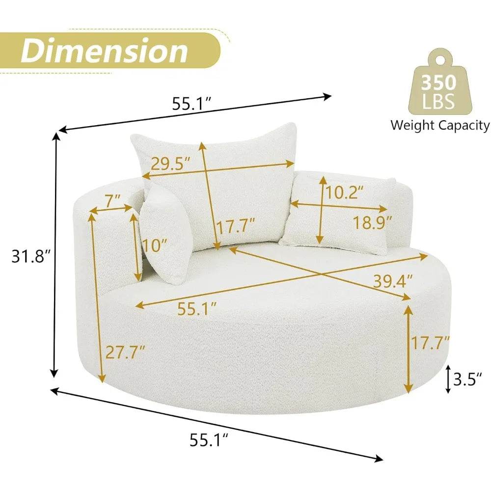 Oversized 360-Degree Swivel Chenille Chair - Omega Lifestyles