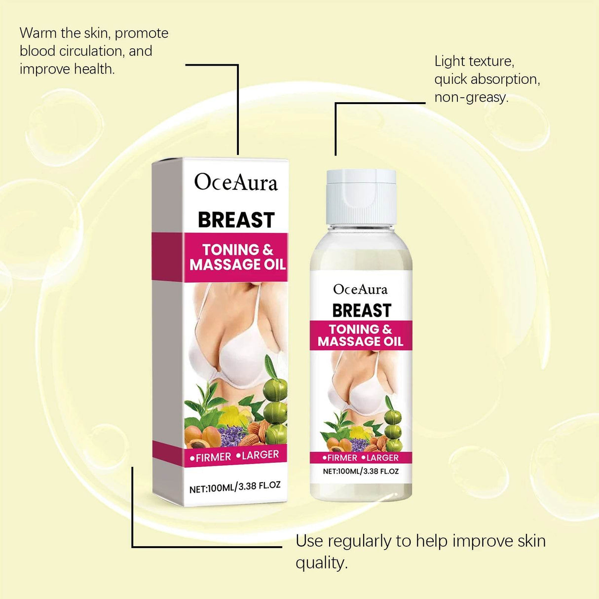 Breast Firming Massage Oil Elasticity Enhancing Care