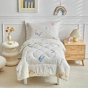 White Star Toddler Bedding Set,4 Pieces Reversible Toddler Comforter Set,Ultra Soft Crib Bed Set for Girls and Boys,Including C - Omega Lifestyles