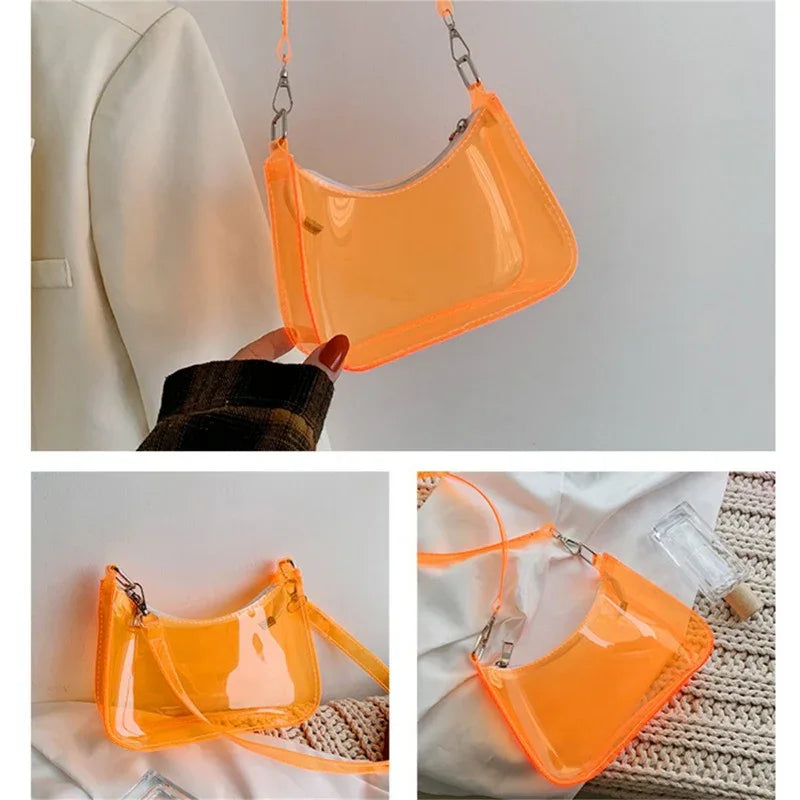 Clear PVC Small Zipper Shoulder Bag For Women - Omega Lifestyles