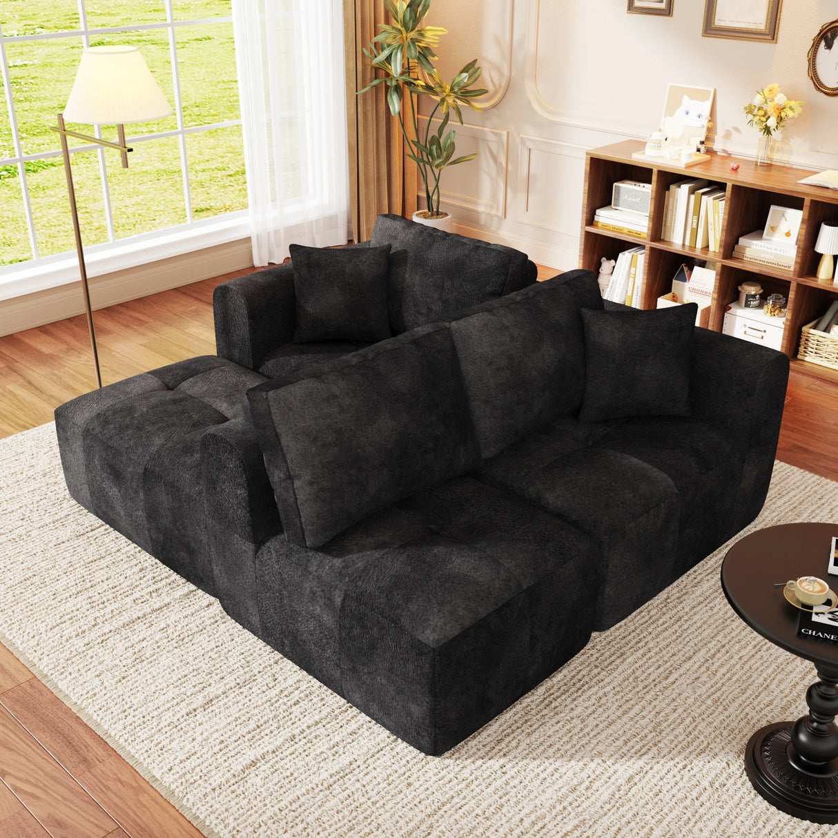 Modular L-Shaped U-Shaped Convertible Ottoman Sectional Sofa