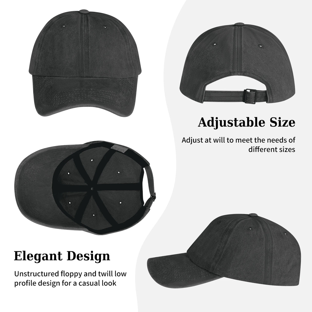 Pack of 3 Adjustable Cotton Casual Baseball Caps