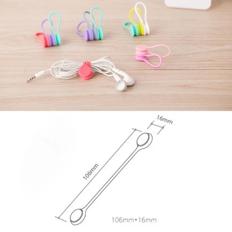 Set of 6 Silicone Reusable Cable Twist Ties Organizer
