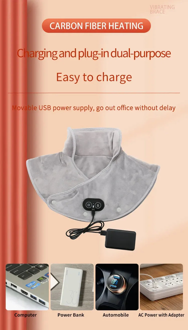 Electric Heating Plush Neck Shoulder Wrap With Vibration - Omega Lifestyles