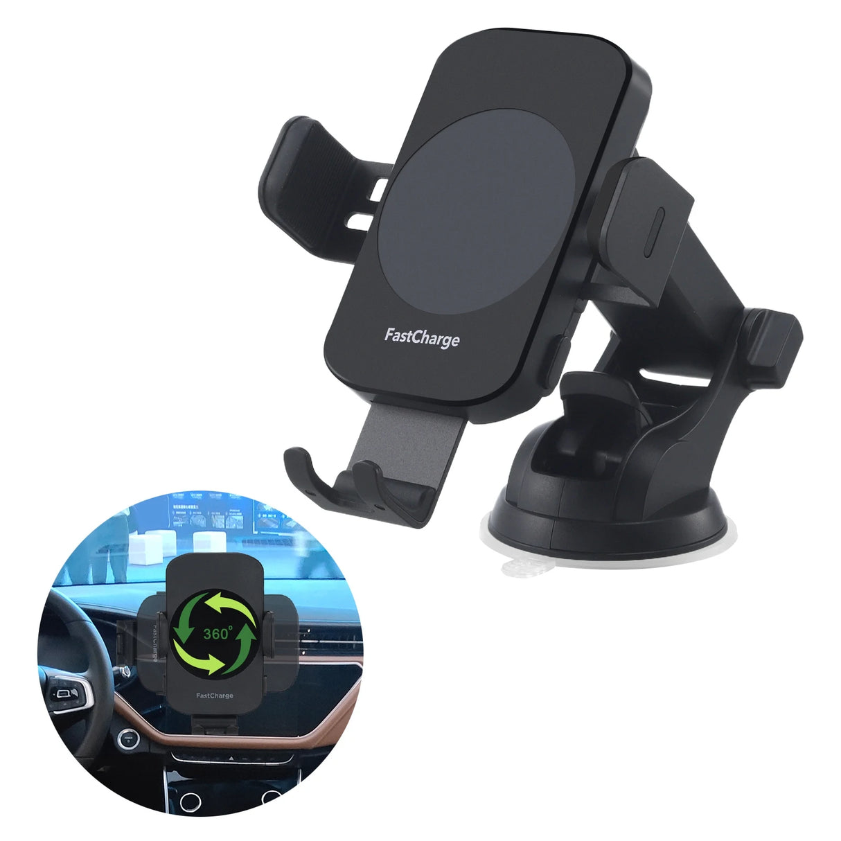 15W Fast Wireless Auto Clamping Car Charger Phone Holder