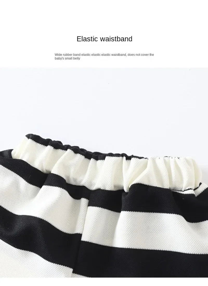 2-Piece Striped Polyester Toddler Summer Outfit Set