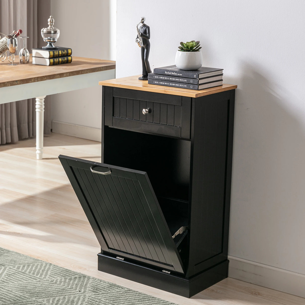 Multifunctional Tilt Out Kitchen Trash Cabinet With Cutting Board