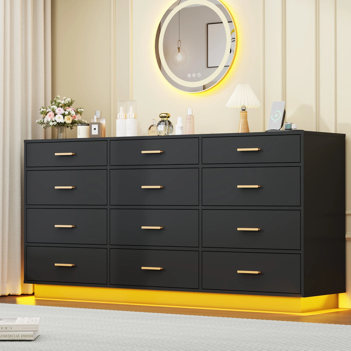 Modern 12-Drawer Dresser With Built-In Charging Station