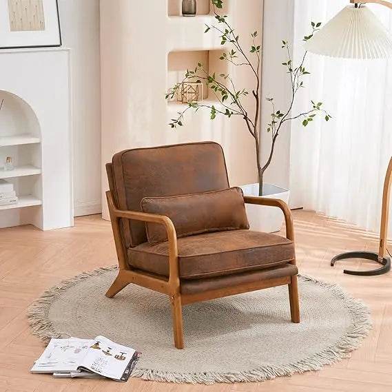 Mid-Century Linen Upholstered Accent Chair - Omega Lifestyles