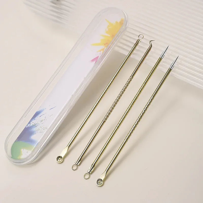 4-Piece Stainless Steel Acne Needle Tool Set - Omega Lifestyles
