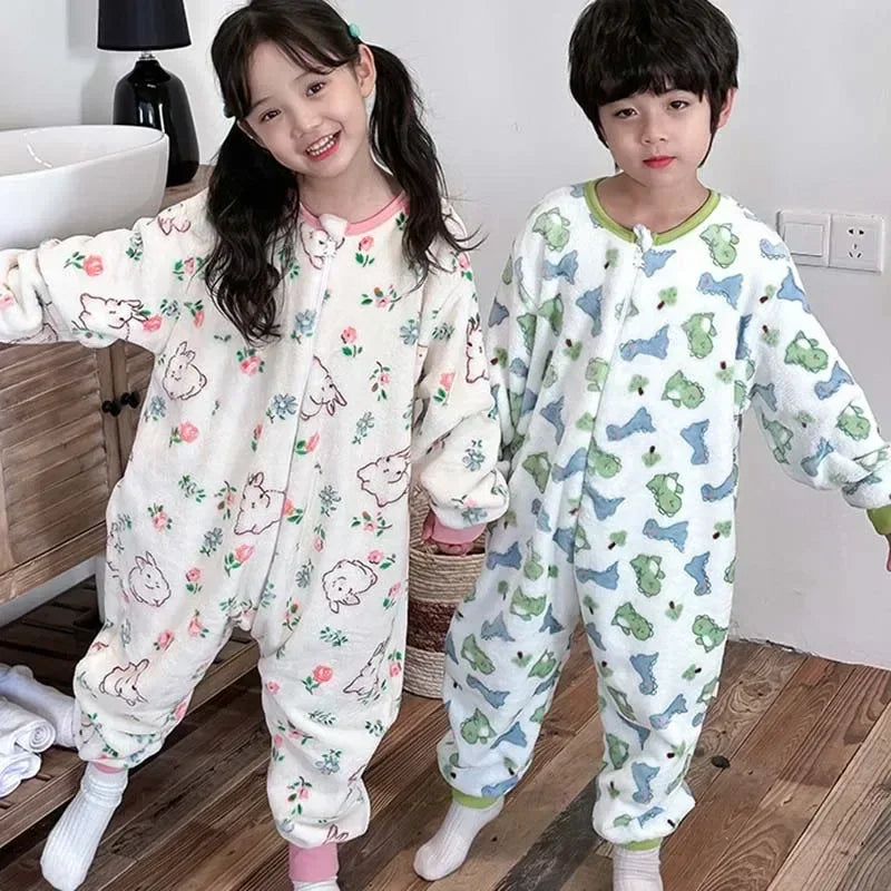 Cartoon Flannel Fleece Warm Winter Kids Pajamas - Omega Lifestyles