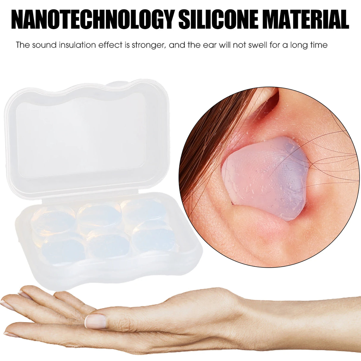 Soft Silicone Noise Cancelling Earplugs Pack of 6