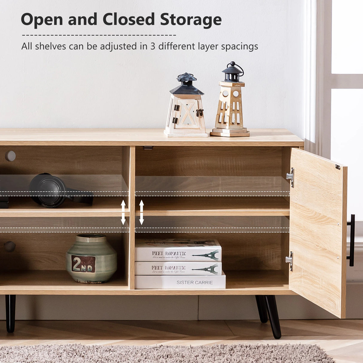 Modern Mid Century MDF Wood TV Stand Console