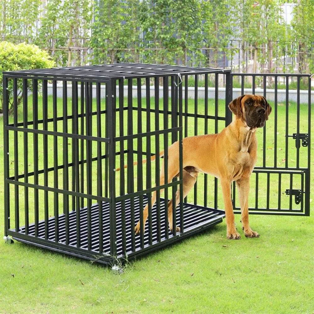 Heavy Duty Chew-Resistant Iron Dog Crate With Wheels - Omega Lifestyles
