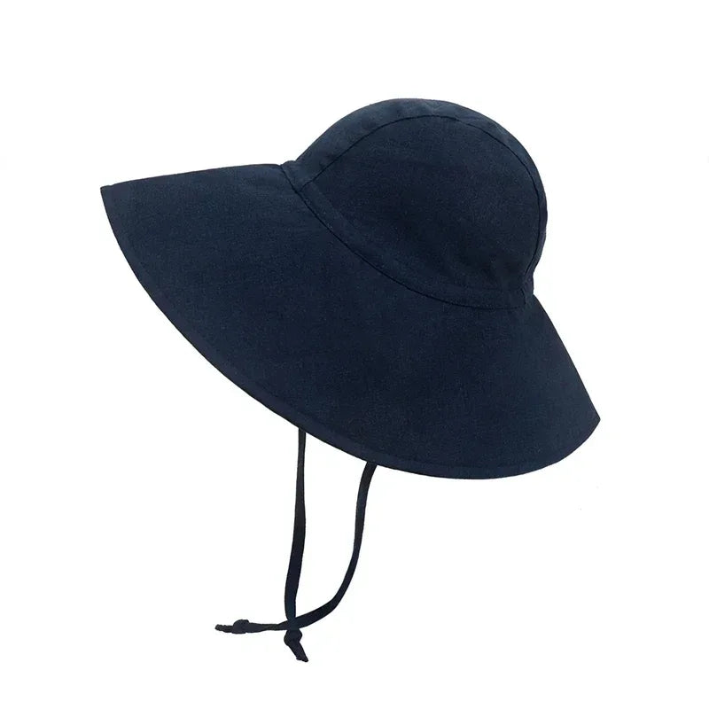 Cotton Linen Baby Kids Summer Sunhat With Wide Brim - Omega Lifestyles