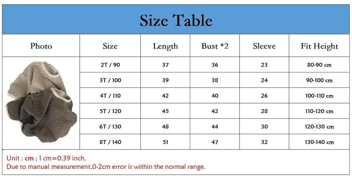 Children’s Striped Cotton Polyester Long Sleeve Tee - Omega Lifestyles