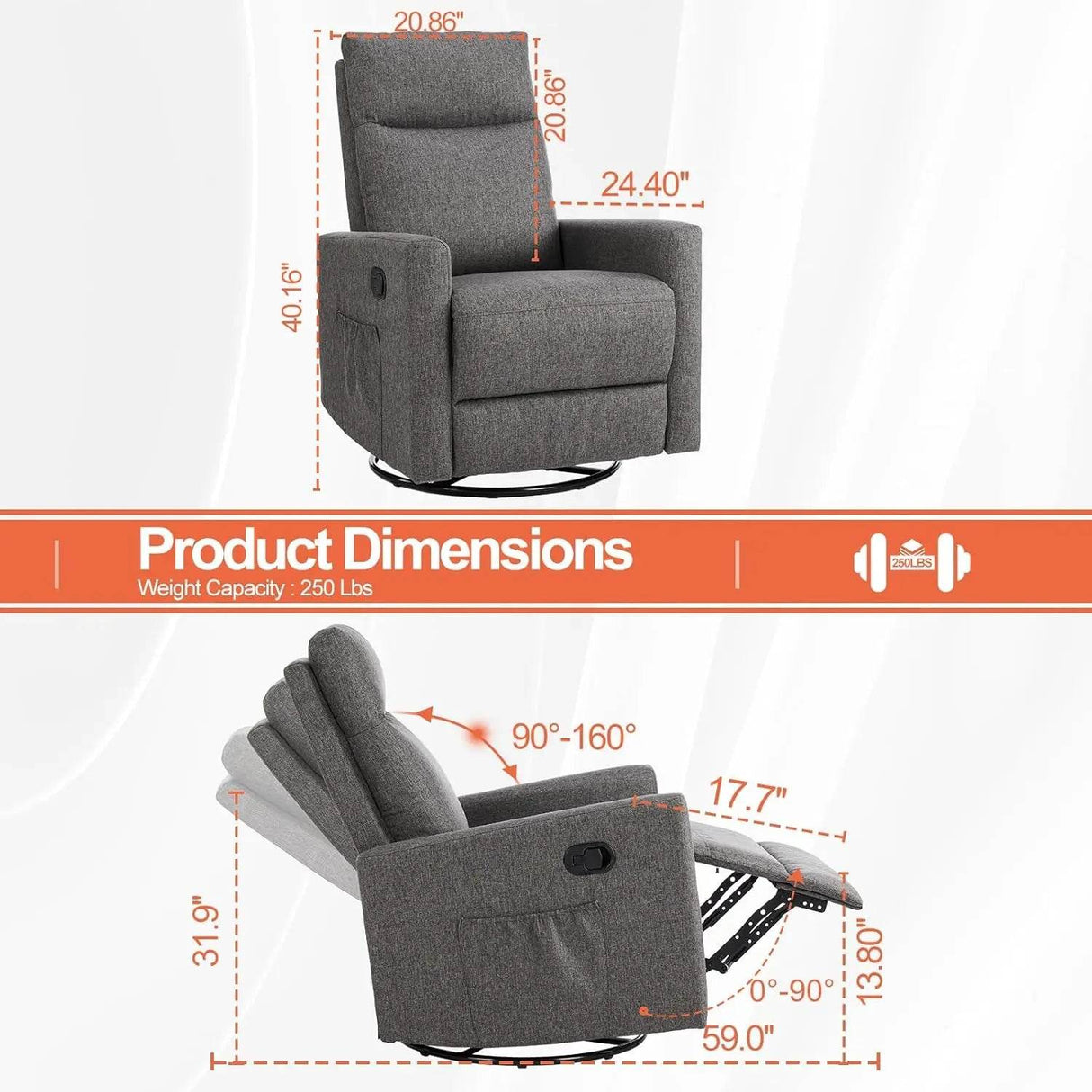 360 Swivel High Back Recliner Chair - Omega Lifestyles