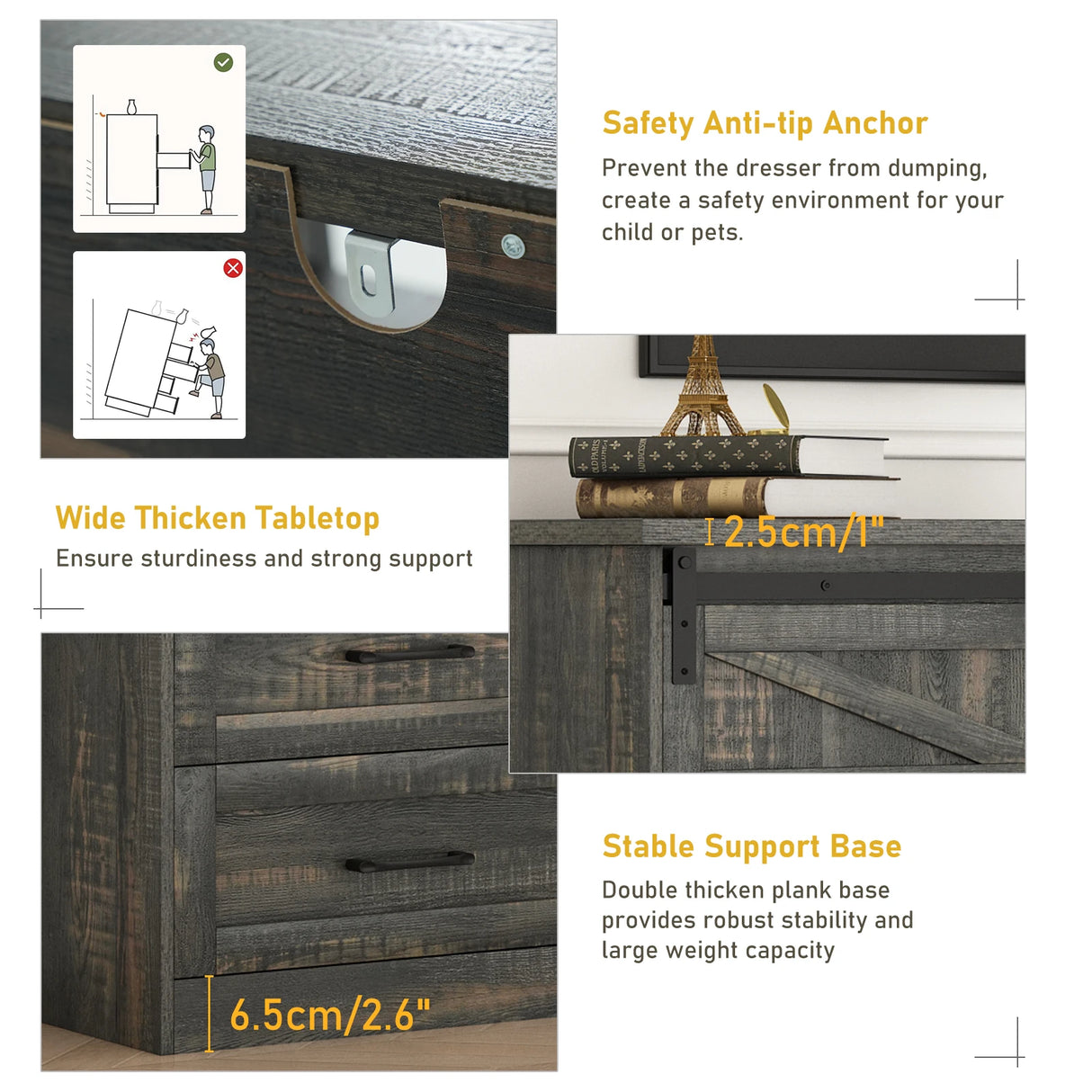 Modern Farmhouse Wood Storage Cabinet With Charging Station