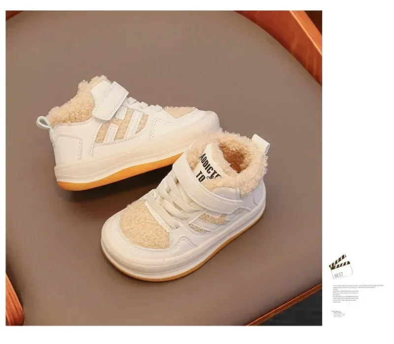 Children Plush Anti-Skid Cotton Leather Winter Sneakers - Omega Lifestyles