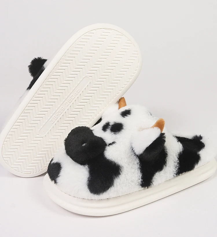 Women’s Winter Plush Cartoon Cow Indoor Slippers