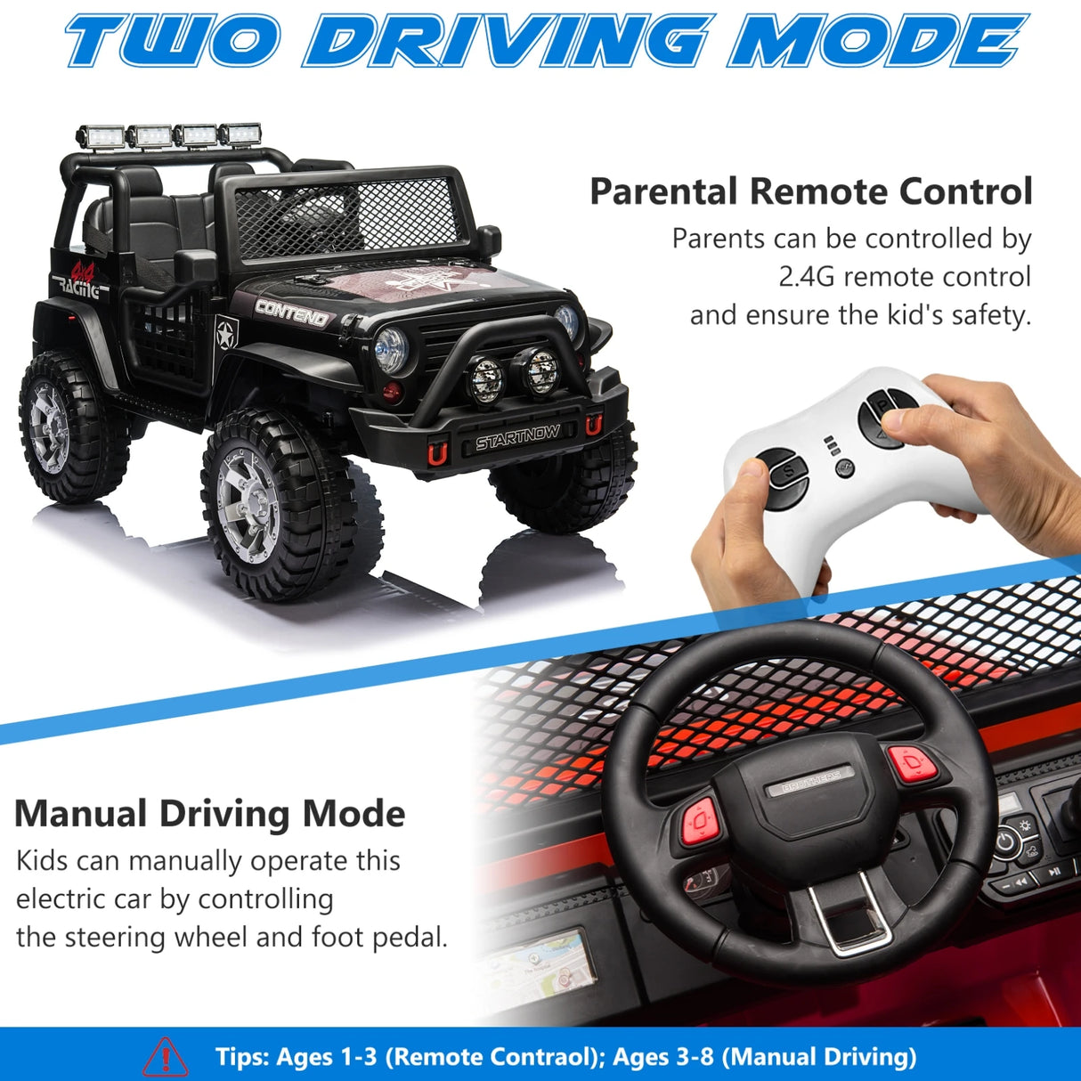 12V Electric 2-Seater Kids Ride On Truck Car With Remote