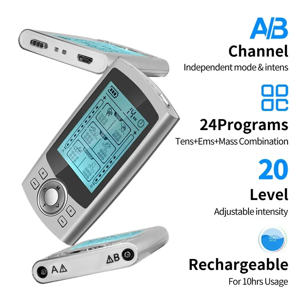Digital Dual Channel TENS Unit EMS Muscle Stimulator Therapy - Omega Lifestyles