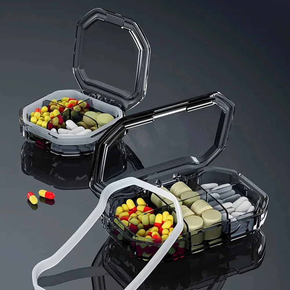 Portable 6-Grid Transparent Waterproof Pill Storage Box - Omega Lifestyles
