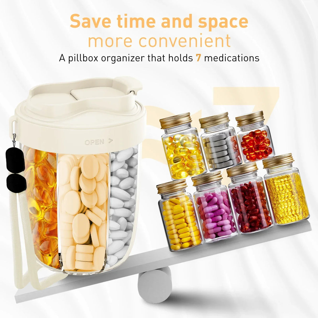 Large Capacity BPA-Free 7-Compartment Pill Dispenser - Omega Lifestyles