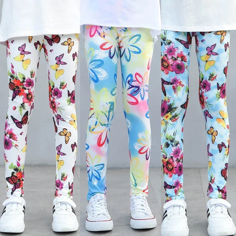 Girls Printed Cotton Polyester Stretch Leggings - Omega Lifestyles