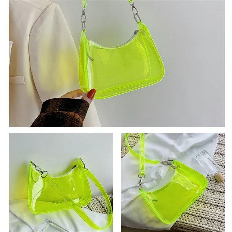 Clear PVC Small Zipper Shoulder Bag For Women - Omega Lifestyles