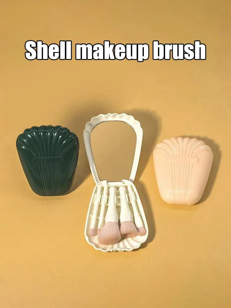 5-Piece Portable Soft Wool Fiber Makeup Brush Set With Mirror - Omega Lifestyles