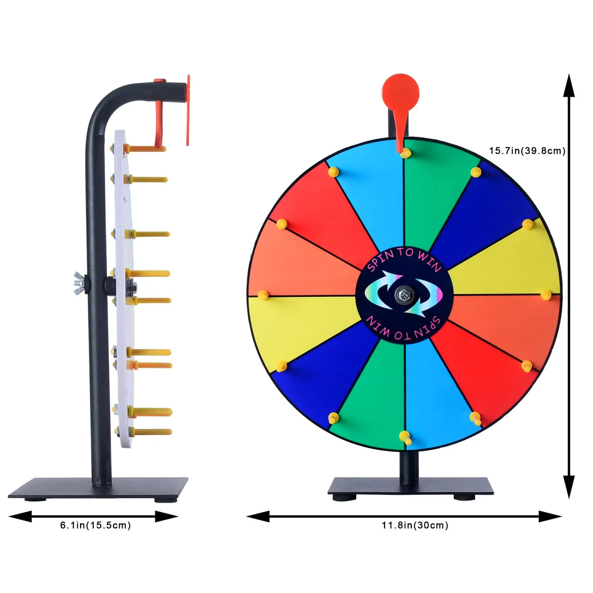12-Slot Metal Prize Wheel Spinner with Stand - Omega Lifestyles