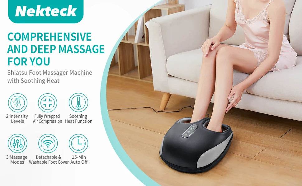 Shiatsu Foot Massager Machine with Heat Air Compression - Omega Lifestyles