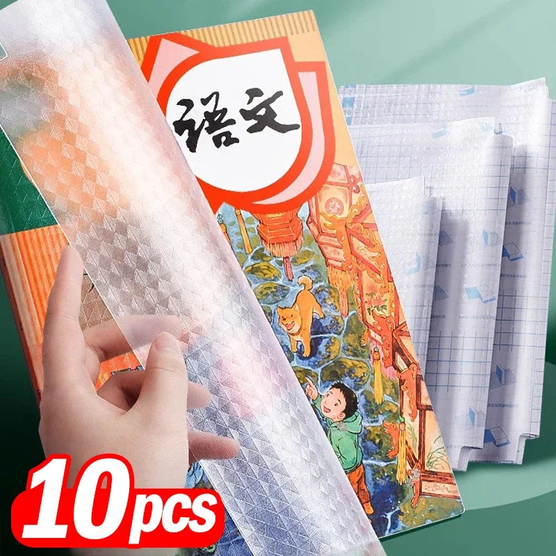 Pack of 10 Transparent Self-Adhesive Book Cover Film Set