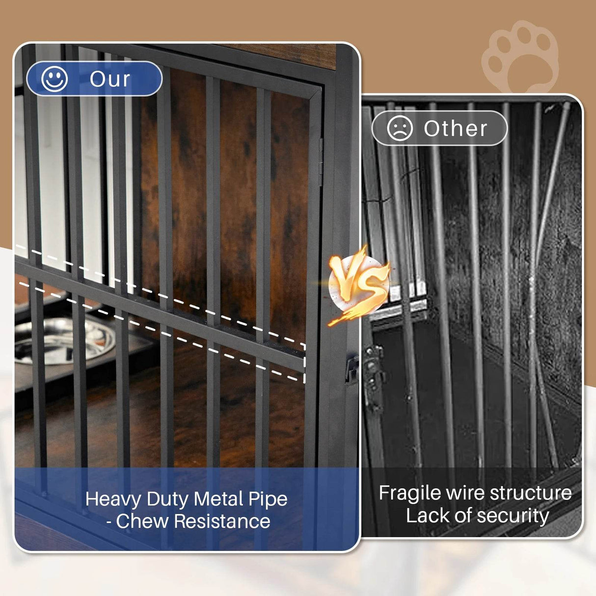 Industrial Wood Heavy Duty Large Dog Crate With Wheels - Omega Lifestyles