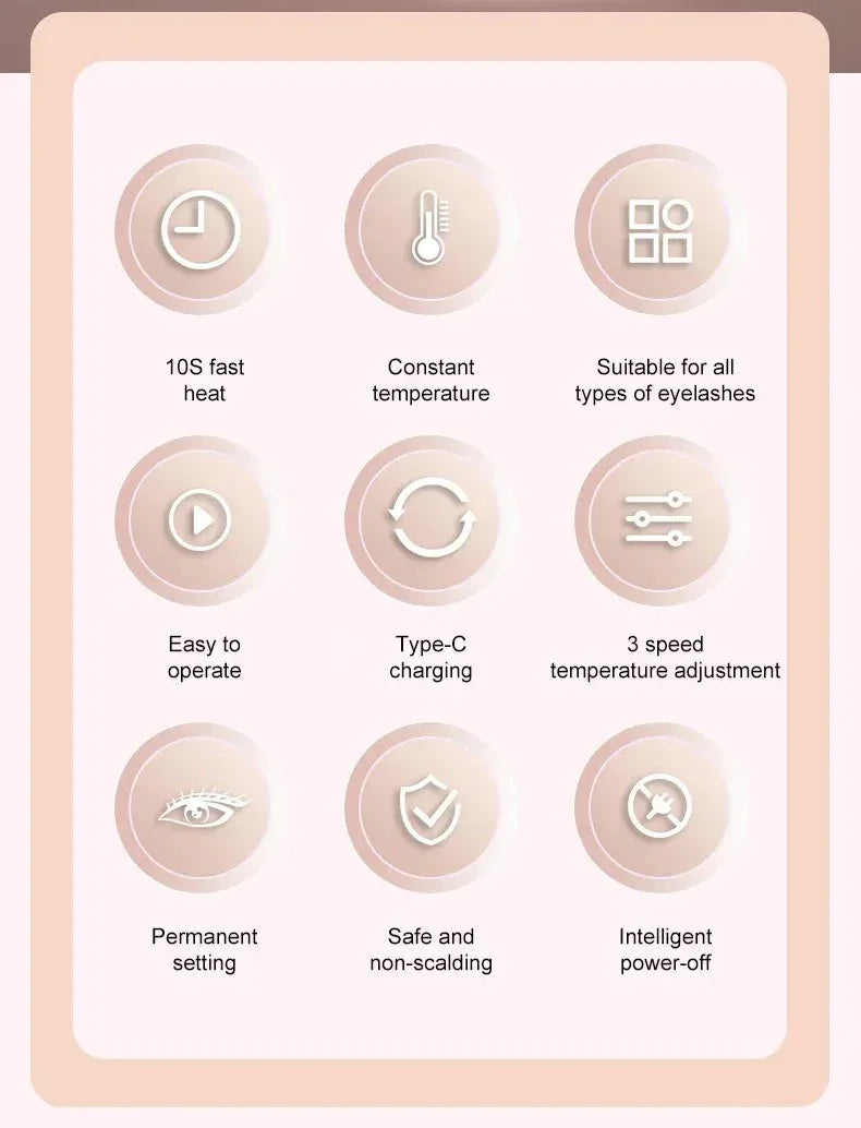 Electric Heated Eyelash Curler 3-Speed Temperature Control - Omega Lifestyles