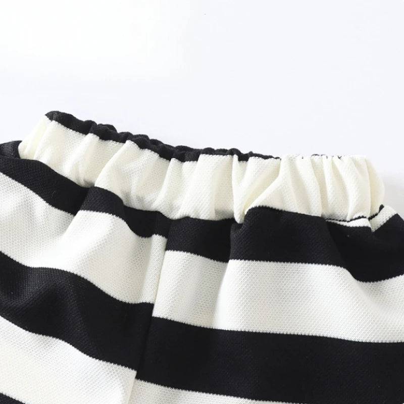 2-Piece Striped Polyester Toddler Summer Outfit Set