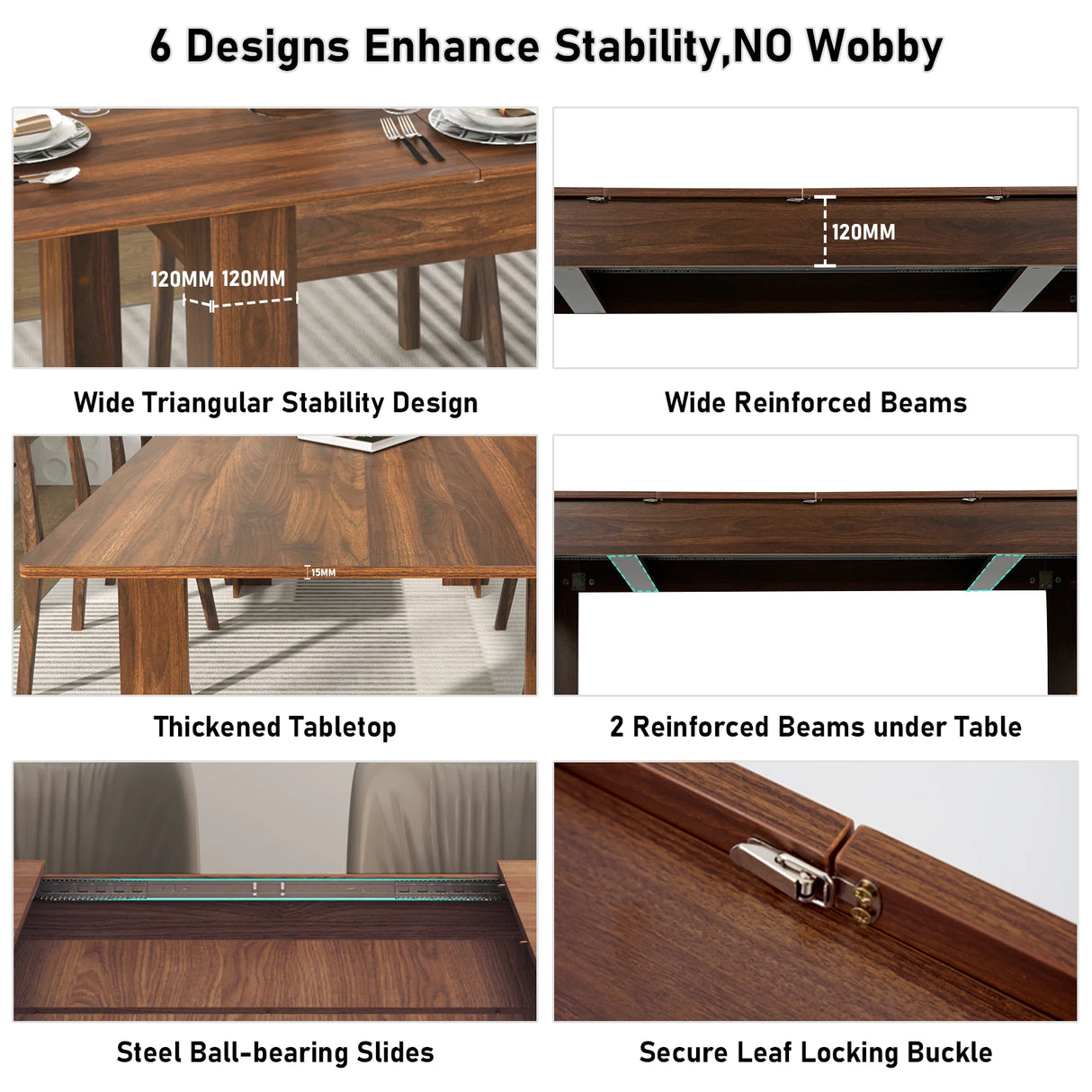 Modern Extendable Wooden Dining Table For 6 To 10 Persons