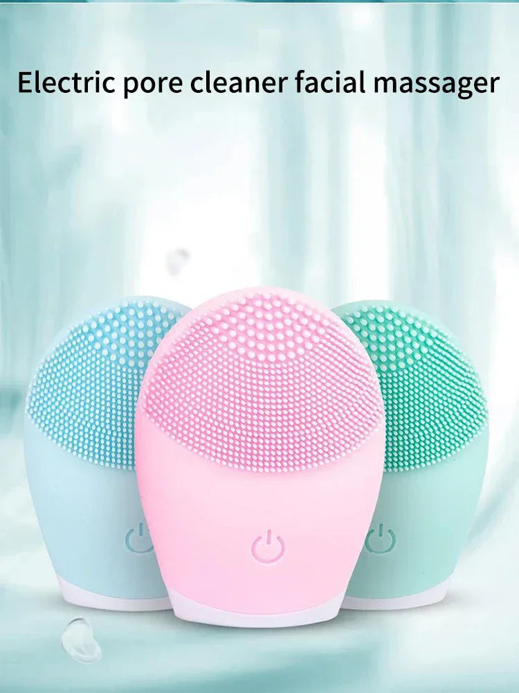 Silicone Electric Facial Cleanser Ultrasonic Massager Brush - Omega Lifestyles