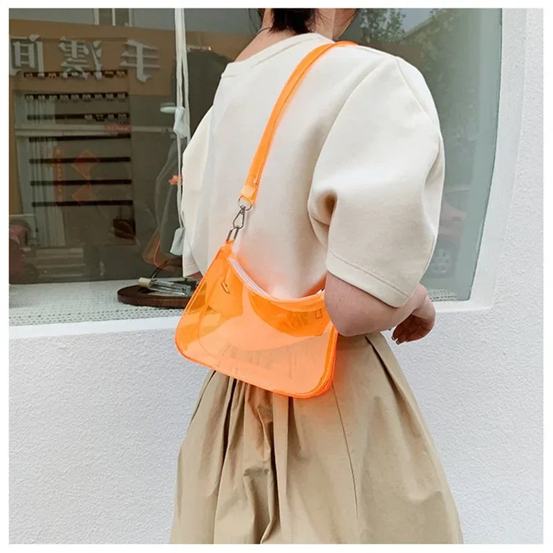 Clear PVC Small Zipper Shoulder Bag For Women - Omega Lifestyles