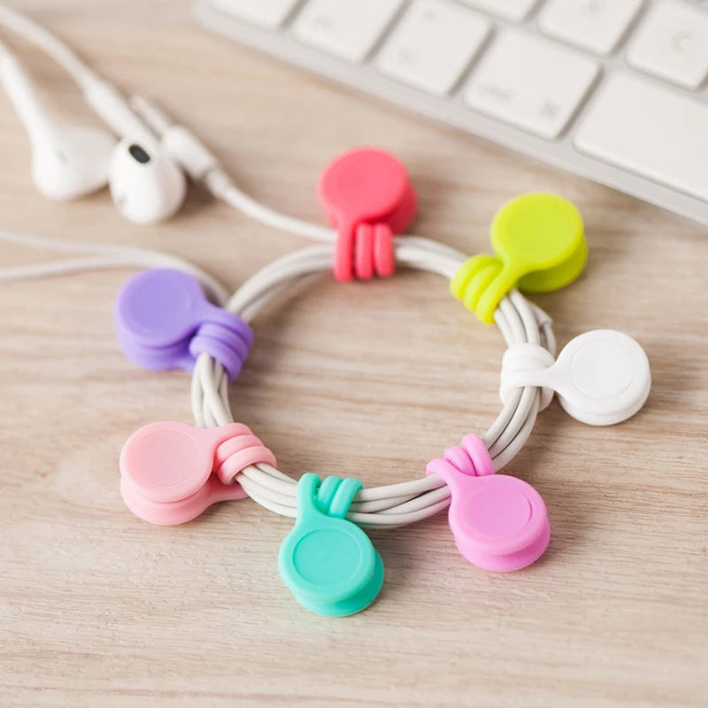 Set of 6 Silicone Reusable Cable Twist Ties Organizer