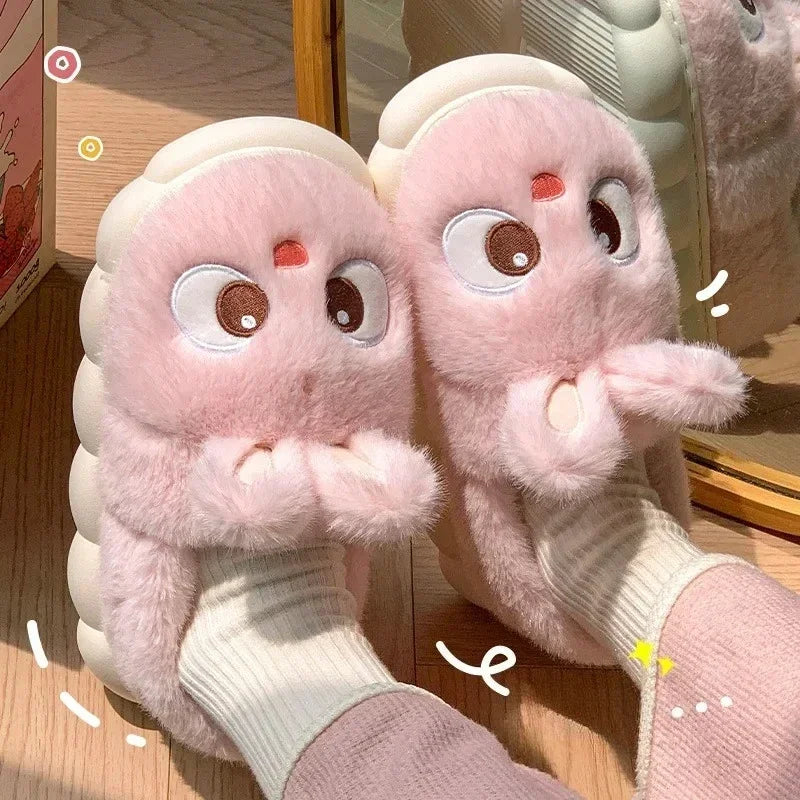 Women’s Cute Plush Flannel Indoor Winter Rabbit Slippers