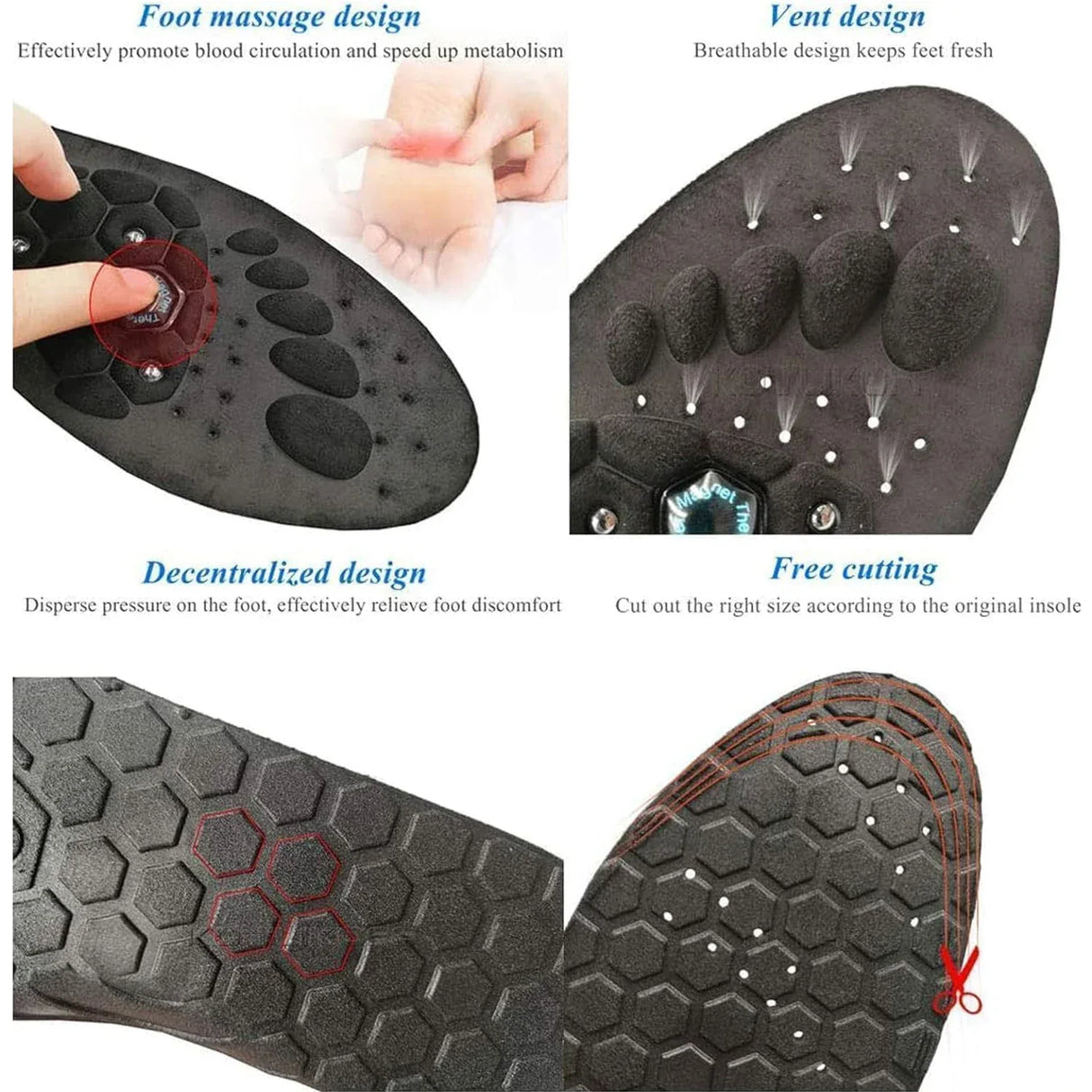Orthopedic Magnetic Acupressure Silicone Foot Insoles - Omega Lifestyles