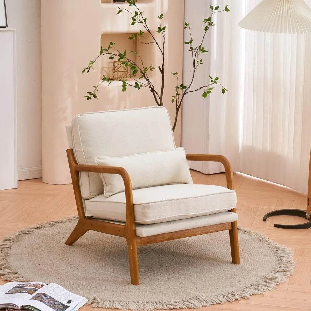 Mid-Century Linen Upholstered Accent Chair - Omega Lifestyles