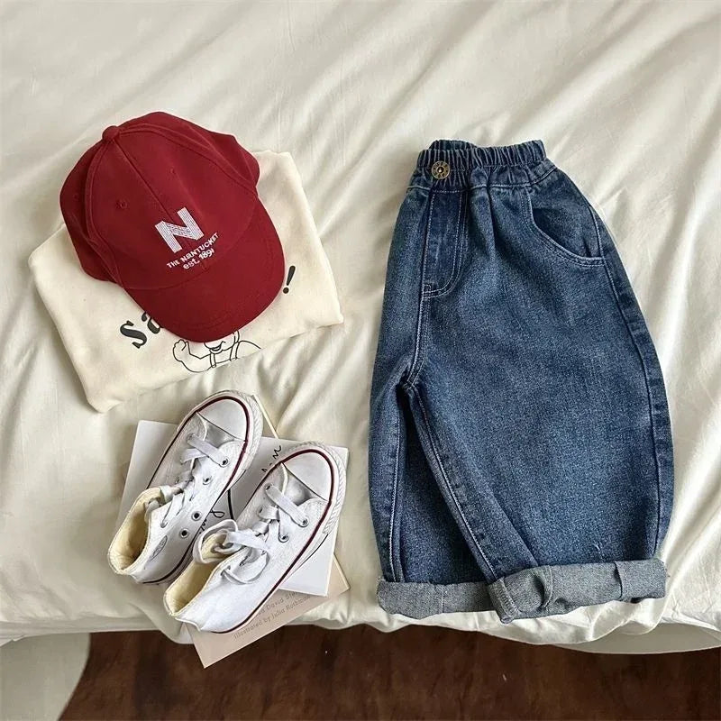 Children's Casual Loose Fit Cotton Denim Jeans - Omega Lifestyles