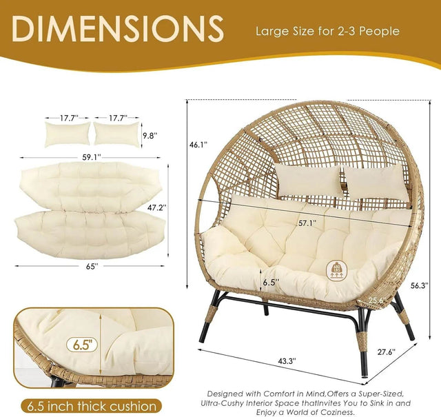 Oversized Double Egg Chair With Cushions - Omega Lifestyles